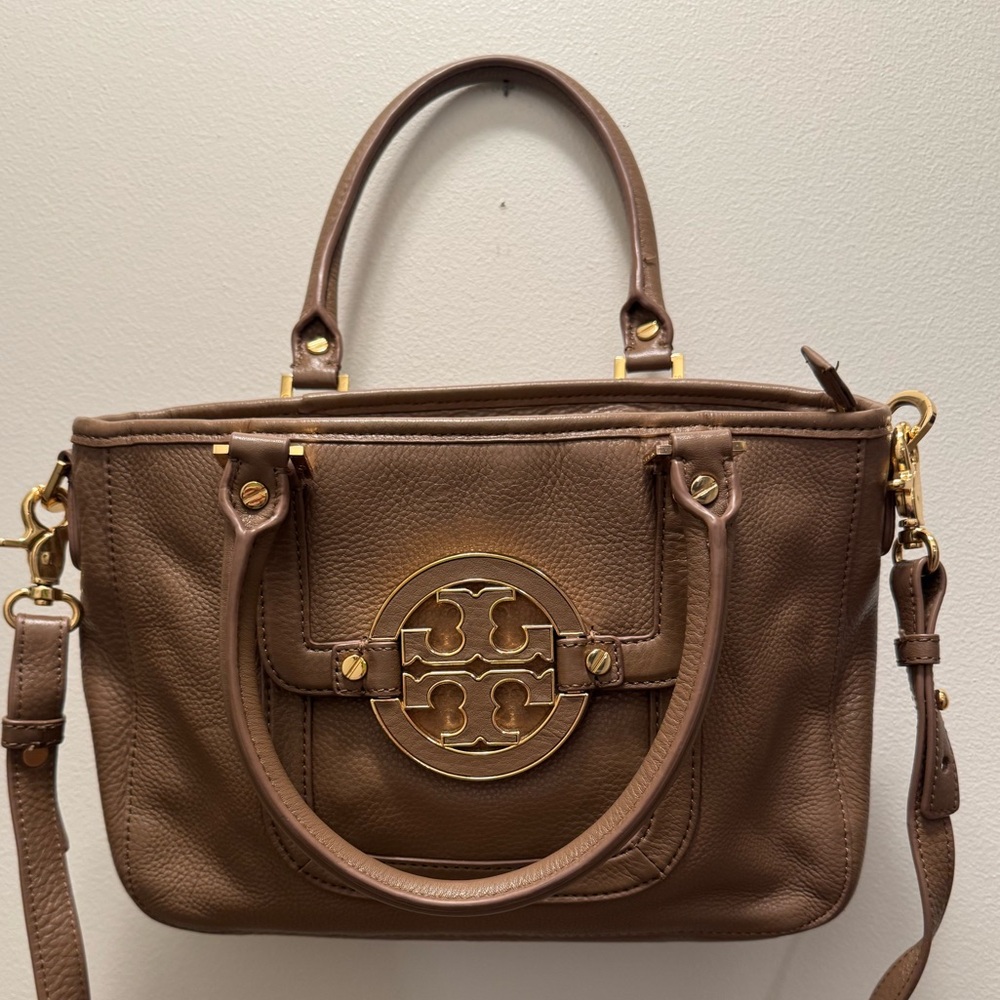 Tory Burch Amanda Satchel with Gold Logo